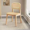 Silla de ratán estilo japonés, silla de comedor, respaldo de madera maciza, adecuada para apartamentos de alquiler, sala de estar estilo nórdico, mesa y sillas de comedor sencillas, taburete para casas de huéspedes y restaurantes