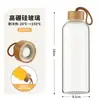 Artículos en Stock de Fábrica Dropshipping Vaso de Agua de Vidrio de Borosilicato Alto Tapa de Madera de Bambú Vaso para Jugo de Frutas Vaso para Bebidas Tapa de Acero Inoxidable Vaso para Café