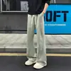 Pantalones acampanados de estilo americano con patchwork en color gris avena para hombre, de pierna recta, fluidos, casuales, modernos, holgados, pantalones deportivos casuales