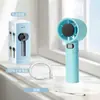 Ventilador de mano de alta velocidad transfronterizo, recargable por USB, batería de larga duración, uso en exteriores, 120 niveles de velocidad, pantalla digital, portátil, ventilador pequeño de mano
