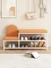 Banqueta para zapatos, Taburete para cambiarse los zapatos, Zapatero, Taburete de hierro para el hogar con cojín de bolsa suave de cuero, Banqueta larga para la entrada, Almacenamiento de lujo accesible, Nuevo estilo