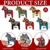 Decorações de Cavalos de Madeira Coloridos de Natal de 24 Peças para Festa de Natal e Ano Novo