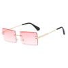 Nuevas Gafas de Sol sin Montura con Corte al Borde para Mujer, Gafas de Sol Cuadradas Degradadas de Celebridad de Internet, Gafas Ojo de Gato de Moda Transfronteriza
