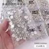 Paquete Completo al por Mayor de Pedrería Súper Brillante para Uñas, Pedrería Blanca de Fondo Plano, Pedrería Redonda Decorativa, Pedrería Triturada, Accesorios de Uñas Portátiles