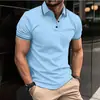 Camiseta de Manga Corta para Hombre con Botones, Estampado 3D, Casual, Versátil, Simple, de Verano, de Alta Venta Transfronteriza Europea y Americana