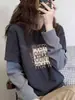 Camiseta de Manga Larga a Rayas de Terciopelo Alemán Cepillado Falso de Dos Piezas para Mujer, Estilo Nuevo 2026, Top Base Engrosado, Estilo de Moda Otoñal