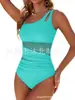 Traje de baño de una pieza de malla Amazon 2026 Comercio exterior Traje de baño europeo y americano Color liso Traje de baño popular europeo y americano