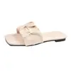 Sandalias Planas Estilo Francés para Mujer, Moda de Verano 2026 Modelo Nuevo, Adecuadas para Usar con Faldas, Puntera Cuadrada, Sandalias de Deslizamiento con Fruncidos para la Playa