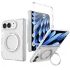 Adecuado para Funda de Teléfono iPhone Duo con Soporte Magnético Giratorio de 360 Grados, Cobertura Total de PC, Protección Completa Anticaídas para Apple Plegable