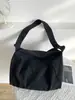 Bolso bandolera de lona de color liso holgado estilo japonés con correa ajustable, bolsa de gimnasio para clase, para el trabajo, bolsa de tela casual