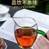 Taza de té de vidrio de borosilicato con mango de colores, taza de té de ceremonia exquisita, taza transparente con pico, taza para hombre pingüino, dispensador de té para té Kung Fu