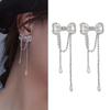 Agulha de prata Europeu e Americano metal completo diamante corrente de amor franja brincos mulheres atacado irregular personalidade brincos de gota d'água escuros
