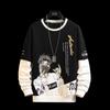 Camiseta masculina de manga comprida para primavera e outono, nova moda masculina, top de estudante, estilo coreano, roupas para meninos, suéter de gola redonda masculino