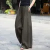 Pantalones Anchos de Algodón y Lino de Cintura Alta para Mujer, Nueva Colección Primavera, Verano y Otoño, Corte Recto, Color Sólido, Corte Holgado, Versátiles, Adelgazantes, Pantalones Casuales