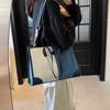 Grande Capacidade Denim Bag Feminino 2024 Nova moda Contraste de Cor Ombro Crossbody Bolsa Feminina Commuter Leisure Tote Bag