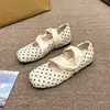 Sapatilhas Mary Jane de bico quadrado com bolinhas e salto interno para mulheres, nova coleção de outono 2026, estilo francês, para usar com vestidos
