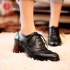 Zapatos de Vestir Individuales de Estilo Retro Británico para Comercio Exterior Transfronterizo con Tacones Gruesos Florales y Cordones, Zapatos Individuales para Mujer con Tacones Medios, Zapatos para Mujer de Talla Grande en Tallas 40, 41, 42, 43