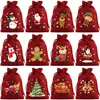 2025 Nova Festa de Natal Sacola de Doces Saco de Linho Cordão Pacote de Linho Bolso Presente Conjunto de Sacolas de Presente de Natal