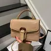Bolsa Quadrada Pequena Elegante de Couro PU Cor Sólida Clássica Moda Textura Simples Retrô Grande Capacidade para o Dia a Dia Ombro Único Transversal