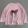 Camiseta Manga Longa Lyocell Tencel Estilo Relaxado Manga Raglan Estampa de Cavalinho Mulher Solta Proteção Solar Cobertura Top Emagrecedor