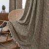 Cortina Yuman Qiyun Vermelha Feriado Flor e Pássaro Jacquard Borla Cortina Acabada Cortina de Cozinha Janela Saliente Sombreada