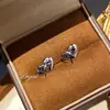 Aretes de Mariposa de Gelatina con Diamantes Crujientes Alrededor en Forma de Corazón de Gota de Agua Lujo Ligero Super Hada Aretes de Lazo de Amor Azul Londres para Mujeres
