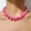 Colar com Pingente de Contas Coloridas a Laser Yongge Jewelry Estilo Europeu e Americano Colorido Bloqueio de Cores Joias de Contas de Vidro