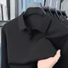 Camisa polo air-layer nova para homens, outono de 2026, camiseta casual de manga longa de cor sólida de alta qualidade com gola de lapela para homens