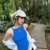 Pañuelo para la cabeza estilo Jennie con correa, Versión coreana para mujer, Sombrero de protección solar transpirable de secado rápido en color liso para primavera y verano