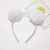Diadema para el pelo de niños estilo japonés y coreano de felpa imitación conejo, dulce y linda, hebilla de bola de pelo de color caramelo, artículo de importación disponible