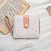 Bolsa de Monedas para Mujer con Hebilla Estilo Japonés de Gatito Simple y Linda con Asa, Billetera Corta Multifuncional y Porta Tarjetas