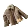 Chaqueta Retro con Forro de Piel para Niña 2026 Invierno Nueva Ropa Infantil Estilo Motero de Lana de Cordero