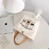 Novo Urso Dos Desenhos Animados Saco Feminino Impresso Estudante Trabalho Portátil Mão Carregando Lancheira Bolsa Bolsa Lona Bolsa