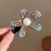 Horquilla de lujo ligera con diamantes, elegante y con forma de flor, con clip lateral para flequillo, con destellos laterales, con diamantes, estilo pequeño y fragante, para cabello roto, con clip de pico de pato.