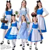 Aventura de Halloween para Padres e Hijos en Oz Vestido Azul a Cuadros Disfraz de Dorothy Vestido de Sirvienta en el País de las Maravillas