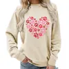 Sudadera con cuello redondo para mujer, estampado de corazón de pata de perro, talla europea, informal, moda, corte holgado, mercancía transfronteriza de comercio exterior