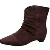 Botines de Tobillo Cuadrados de Gamuza Ji Retro Primer Encuentro Botas para Mujer 2026 Nuevas Otoño Invierno Casual Versátiles Botas de Moda Tacón Grueso
