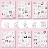 106 Desenhos Românticos Simples Personalizados Pintados à Mão Casal Simples Grafite Diário Adesivos DIY Criativo Envelope Caderno