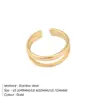 St.Delan St.Delan Anel Aberto Simples Retro de Nicho Anel Ajustável de Camada Dupla Feminino Fashion