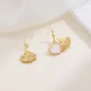 Pendientes de Plata de Ley 925 con Aguja Ginkgo para Mujer Moda Corea del Sur Celebridad de Internet Aretes Versátiles Joyería de Oreja Elegante Sencilla Personalidad