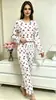 2026 Nuevo Ropa de Casa Manga Larga y Pantalón Largo Conjunto de Pijama de Dos Piezas Moda Estampado de Leopardo Ropa de Estar para Mujer 7072