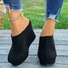 Botines cortos de terciopelo esmerilado para mujer de primavera y otoño, zapatos de cuña con plataforma, sandalias de plataforma, pantuflas de cuña de comercio exterior para mujer