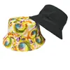 Sombrero de Pescador Estilo Hip-Hop Transfronterizo, Reversible, Unisex, Sombrero para el Sol para Exteriores, Sombrero de Cubo Estampado Versátil de Moda