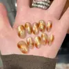 [Mancha de Café Otoñal] Otoño e Invierno Ámbar Dorado Estilo Ins Uñas Portátiles Hechas a Mano Parche de Manicura Corta Uñas Postizas
