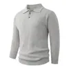 Novo Suéter Masculino de Gola Polo com Meio Botão Pulôver Moda Jovem Malha Polo Quente Casual Camada Base