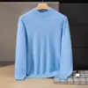 Suéter de cachemira para bebé, cuello alto medio para hombre, color liso, casual de negocios, manga larga, cuello medio, camiseta interior de punto de lana