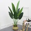 Maceta de planta verde artificial Decoración de plátano de planta artificial nórdica hoja de tortuga estilo ins sala de estar decoración interior grande