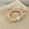 Goma para el pelo de malla con volantes de seda helada y perlas, de alta elasticidad, colorida y dulce, para mujeres