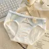 Pantaletas de algodón puro con entrepierna extendida, algodón Clase A, bragas de mujer con estampado de dibujos animados japoneses lindos, transpirables para niñas