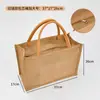 Bolsa de arpillera al por mayor en stock Bolsa de yute para compras DIY Bolsa de mano con cremallera ecológica Bolsa de arpillera con patrón imprimible